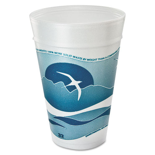 Horizon Hot-cold Foam Drinking Cups, 12oz, Green-white, 25-bag, 40 Bags-carton