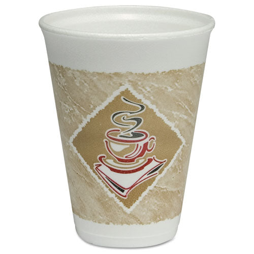Café G Hot-cold Cups, Foam, 12oz, White W-brown & Red, 20-bag, 50 Bags-carton