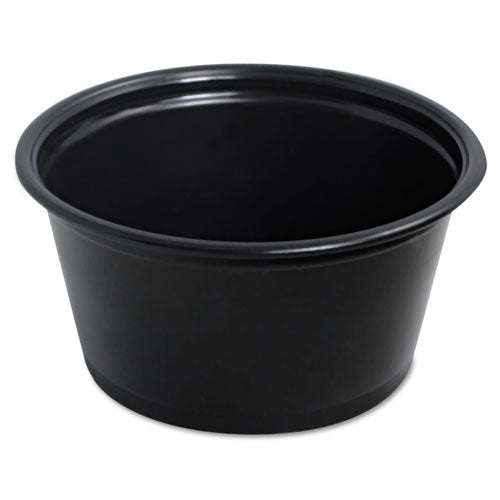 Conex Complements Plastic Portion Cup, 2 Oz., Black, 125-bag, 20 Bags-carton