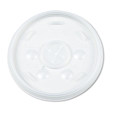 Plastic Lids For Foam Cups, Bowls And Containers, Flat With Straw Slot, Fits 12-60 Oz, Translucent, 500-carton