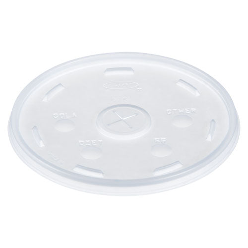 Plastic Lids For Foam Cups, Bowls And Containers, Flat With Straw Slot, Fits 12-60 Oz, Translucent, 500-carton