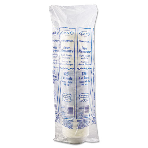 Non-laminated Foam Dinnerware, Bowl, 6oz, White, 125-pack, 8 Packs-carton
