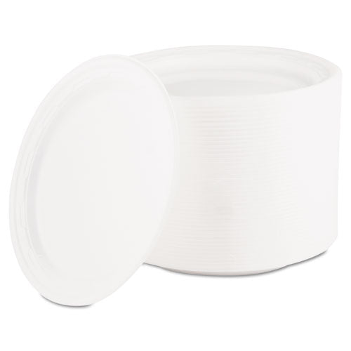 Famous Service Plastic Dinnerware, Plate, 6" Dia, White, 125-pack