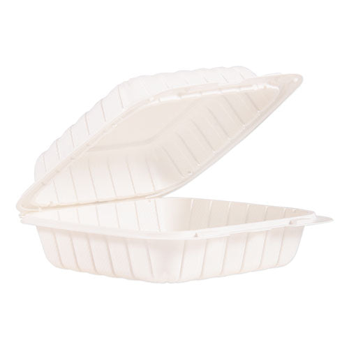 Hinged Lid Single Compartment Containers, 8.3" X 8" X 3", White, 150-carton