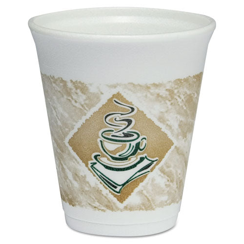 Café G Foam Hot-cold Cups, 8oz, White W-brown & Green, 1000-carton