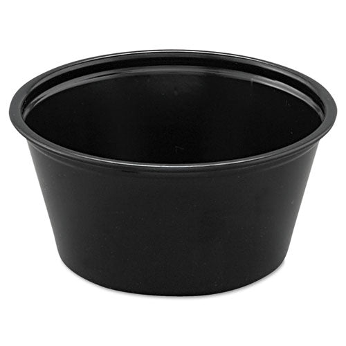 Polystyrene Portion Cups, 2oz, Black, 250-bag, 10 Bags-carton