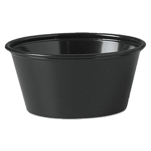 Plastic Souffle Portion Cups, 3 1-4 Oz., Black, 250-bag, 2500-carton