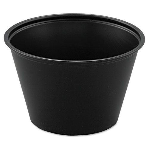 Polystyrene Portion Cups, 4oz, Black, 250-bag, 10 Bags-carton