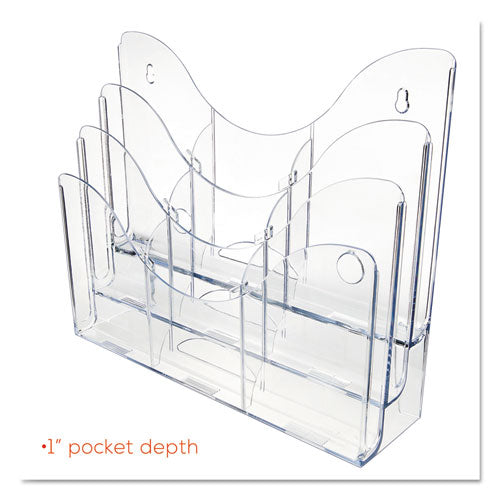 3-tier Document Organizer W-6 Removable Dividers, 14w X 3.5d X 11.5h, Clear