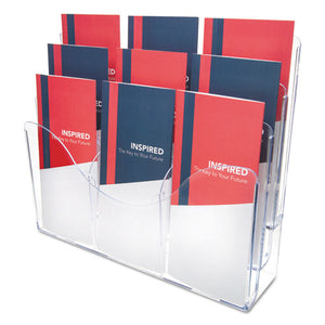 3-tier Document Organizer W-6 Removable Dividers, 14w X 3.5d X 11.5h, Clear