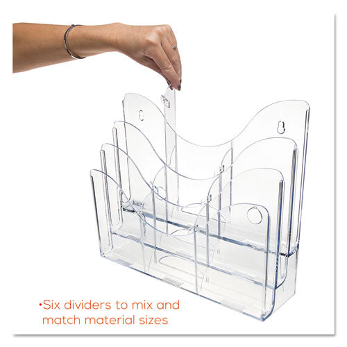 3-tier Document Organizer W-6 Removable Dividers, 14w X 3.5d X 11.5h, Clear