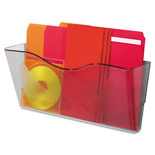 Euro-style Docupocket Landscape Wall File, Large-tabloid, 15 X 6 5-8 X 4, Smoke