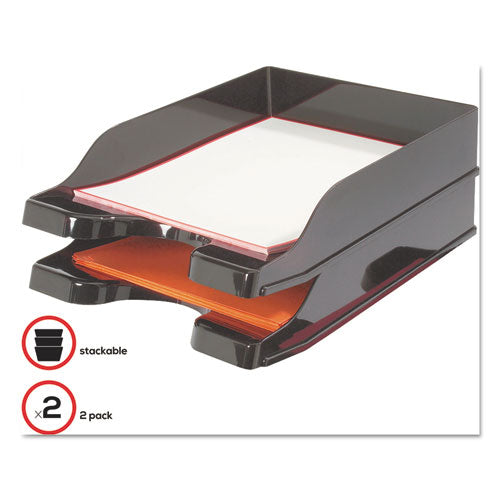Docutray Multi-directional Stacking Tray Set, 2 Sections, Letter To Legal Size Files, 10.13" X 13.63" X 2.5", Black, 2-pack