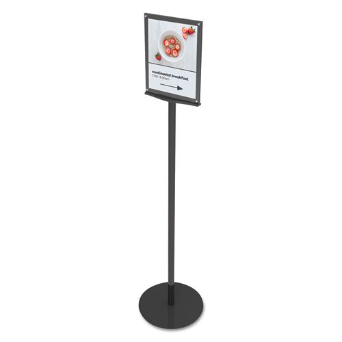 Double-sided Magnetic Sign Display, 8 1-2 X 11 Insert, 56" Tall, Clear-black