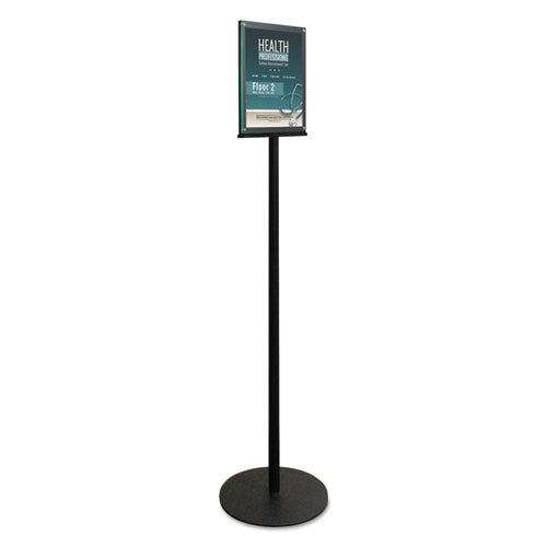 Double-sided Magnetic Sign Display, 8 1-2 X 11 Insert, 56" Tall, Clear-black