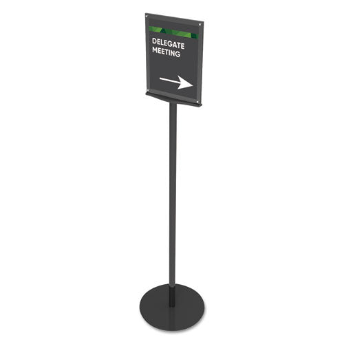 Double-sided Magnetic Sign Display, 8 1-2 X 11 Insert, 56" Tall, Clear-black