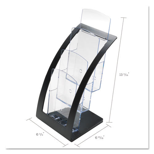 3-tier Literature Holder, Leaflet Size, 6.75w X 6.94d X 13.31h, Black