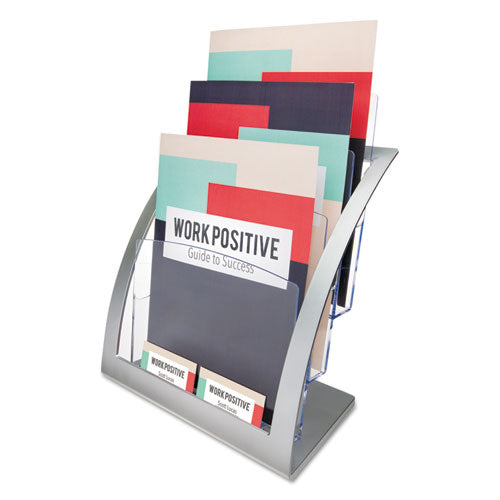 3-tier Literature Holder, Leaflet Size, 6.75w X 6.94d X 13.31h, Silver