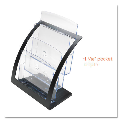 3-tier Literature Holder, Leaflet Size, 11.25w X 6.94d X 13.31h, Black