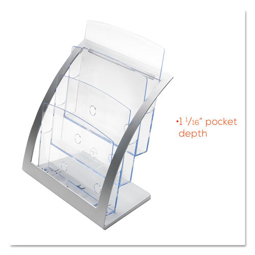 3-tier Literature Holder, Leaflet Size, 11.25w X 6.94d X 13.31h, Silver