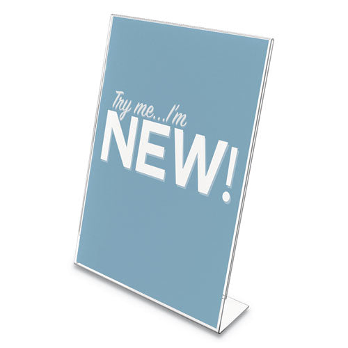 Classic Image Slanted Sign Holder, 8 1-2" X 11", Clear Frame, 12-pack