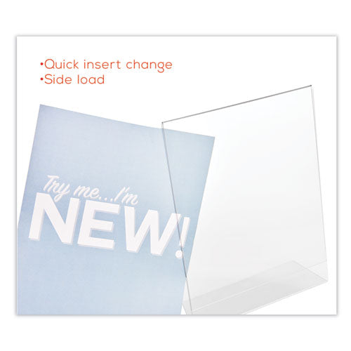 Classic Image Slanted Sign Holder, 8 1-2" X 11", Clear Frame, 12-pack