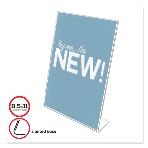 Classic Image Slanted Sign Holder, Portrait, 8 1-2 X 11 Insert, Clear