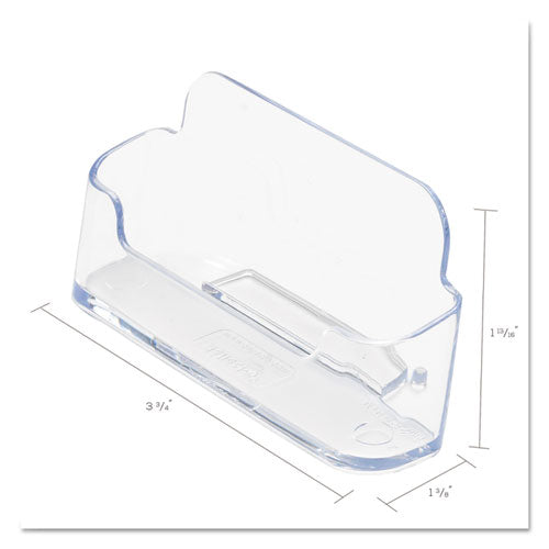 Horizontal Business Card Holder, 50 Card Cap, 3 7-8 X 1 13-16 X 1 3-8, Clear