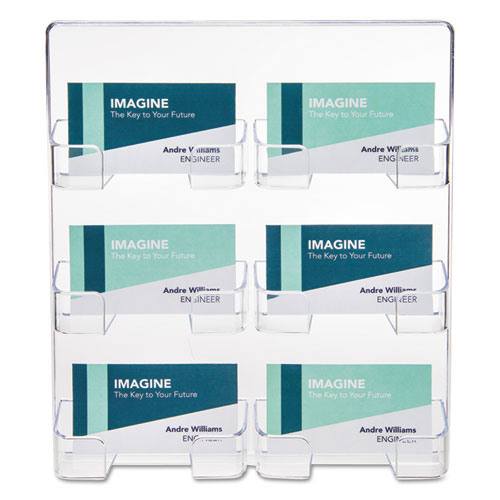 6-pocket Business Card Holder, 480 Card Cap, 8 1-2 X 9 3-4 X 1 5-8, Clear