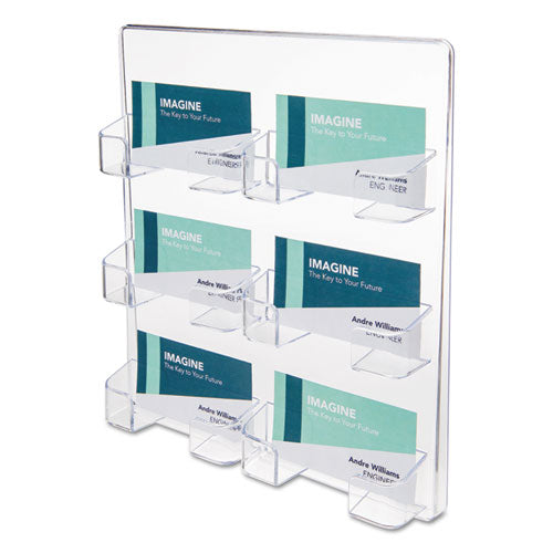 6-pocket Business Card Holder, 480 Card Cap, 8 1-2 X 9 3-4 X 1 5-8, Clear