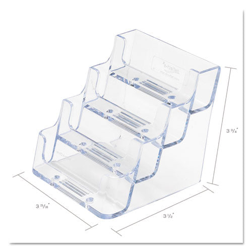 4-pocket Business Card Holder, 200 Card Cap, 3 15-16 X 3 3-4 X 3 1-2, Clear