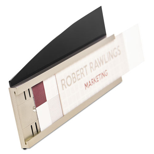Interior Image Anti-glare Sign Holder, Landscape, 8 1-2 X 2 Insert, Black-silver