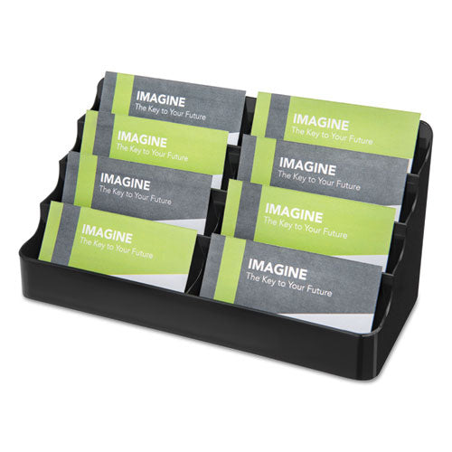 8-tier Recycled Business Card Holder, 400 Card Cap, 7 7-8 X 3 7-8 X 3 3-8, Black