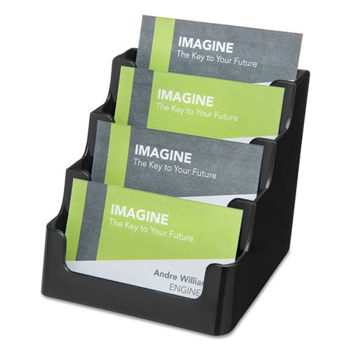 8-tier Recycled Business Card Holder, 400 Card Cap, 7 7-8 X 3 7-8 X 3 3-8, Black