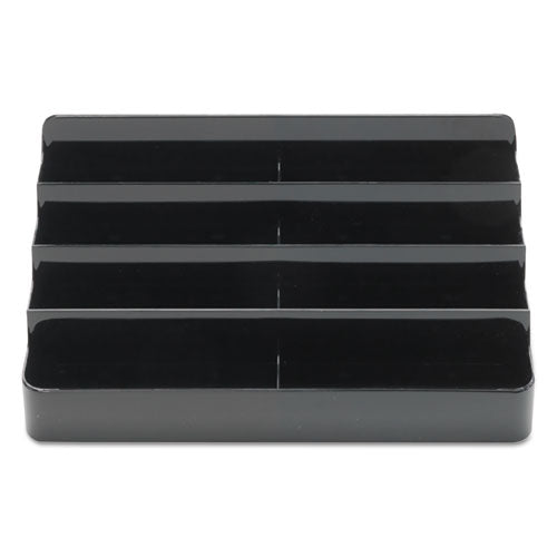 8-tier Recycled Business Card Holder, 400 Card Cap, 7 7-8 X 3 7-8 X 3 3-8, Black