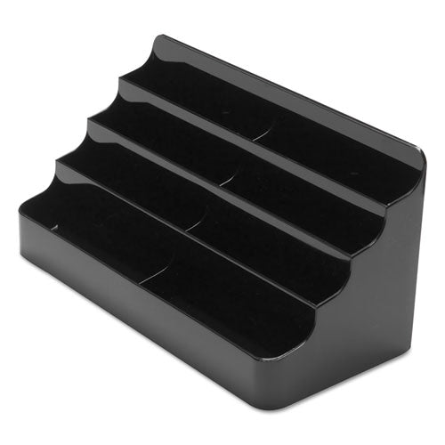 8-tier Recycled Business Card Holder, 400 Card Cap, 7 7-8 X 3 7-8 X 3 3-8, Black