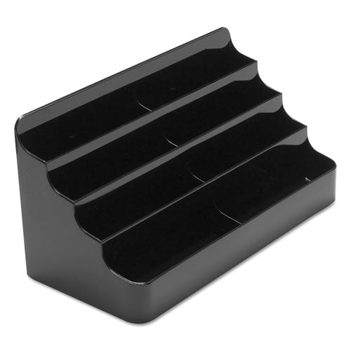 8-tier Recycled Business Card Holder, 400 Card Cap, 7 7-8 X 3 7-8 X 3 3-8, Black