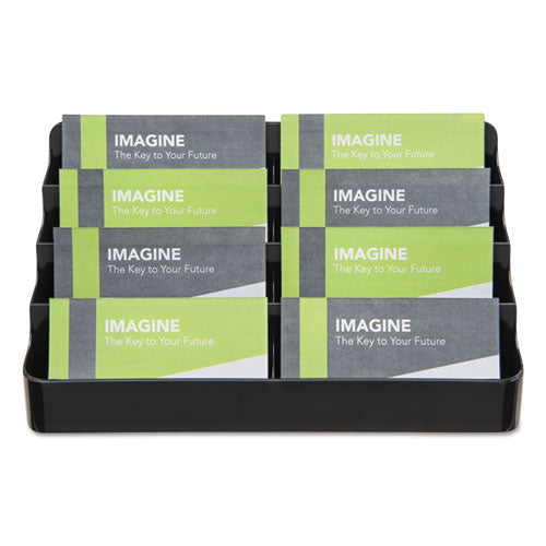 8-tier Recycled Business Card Holder, 400 Card Cap, 7 7-8 X 3 7-8 X 3 3-8, Black