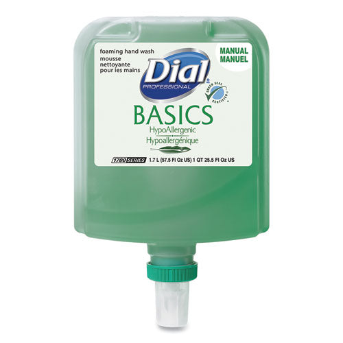 Dial 1700 Manual Refill Basics Foaming Hand Wash, Honeysuckle, 1.7 L Bottle, 3-carton