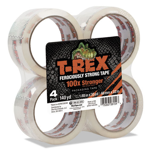 Packaging Tape, 1.88" Core, 1.88" X 35 Yds, Crystal Clear, 4-pack