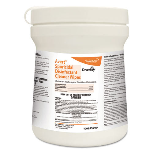 Avert Sporicidal Disinfectant Cleaner Wipes, Chlorine, 6 X 7, 160-can, 12-carton