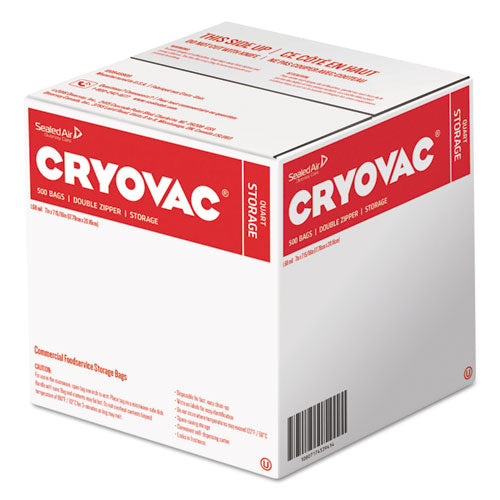 Cryovac One Quart Storage Bag Dual Zipper, 1 Qt, 1.68 Mil, 7" X 7.94", Clear, 450-carton