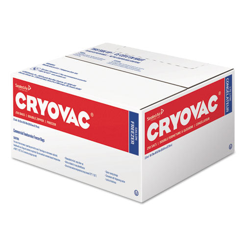 Cryovac One Gallon Freezer Bag Dual Zipper, 1 Gal, 2.5 Mil, 10.5" X 10.94", Clear, 270-carton