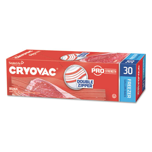 Cryovac One Gallon Freezer Bag Dual Zipper, 1 Gal, 2.5 Mil, 10.5" X 10.94", Clear, 270-carton