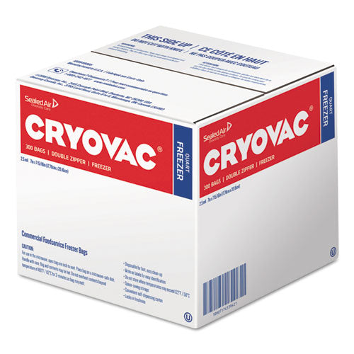 Cryovac One Quart Freezer Bag Dual Zipper, 1 Qt, 2.5 Mil, 7" X 7.94", Clear, 360-carton
