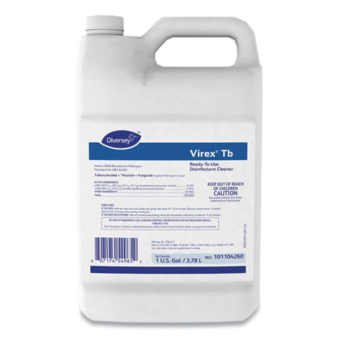 Virex Tb Disinfectant Cleaner, Lemon Scent, Liquid, 1 Gallon Bottle, 4-carton