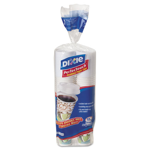 Paper Hot Cups & Lids Combo Bag, 12 Oz, 50-pack, 6-packs Per Carton
