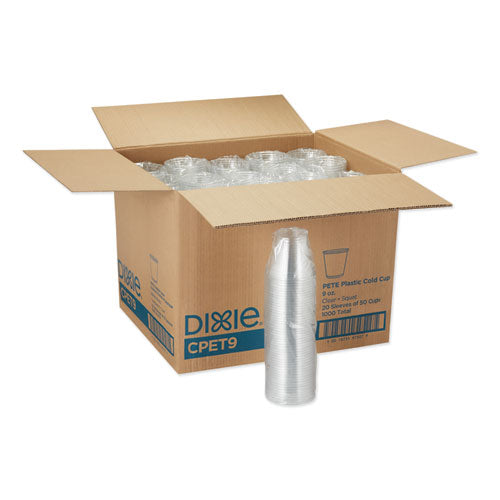 Clear Plastic Pete Cups, Cold, 9oz, Squat, 50-sleeve, 20 Sleeves-carton