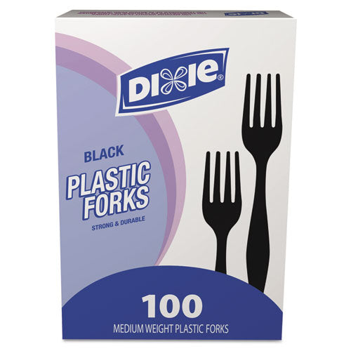 Plastic Cutlery, Heavy Mediumweight Forks, Black, 1,000-carton
