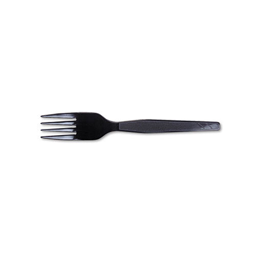 Plastic Cutlery, Heavy Mediumweight Forks, Black, 1,000-carton